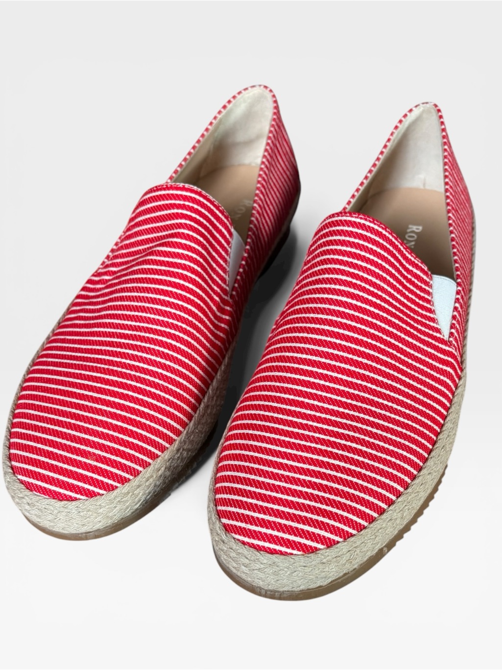 Ron White Delilah Stripe Flats In Lipstick Pink